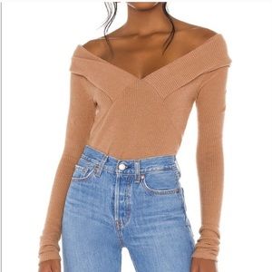 Free People Tan Layering Sweater Off Shoulder